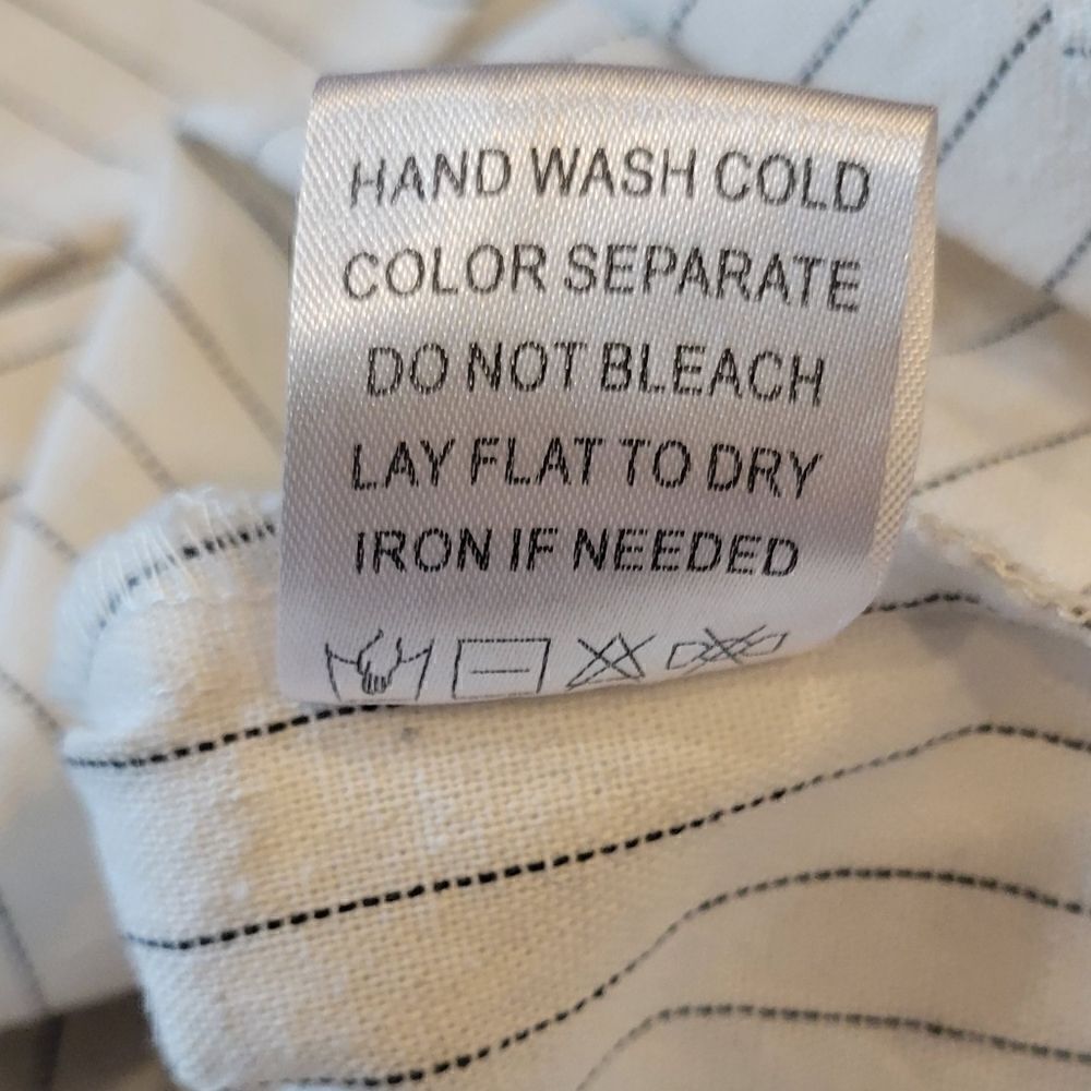 NWOT KITTENISH Short Sleeve Striped Cotton Hemp Tie Front Button Down Up Top L - Picture 14 of 14